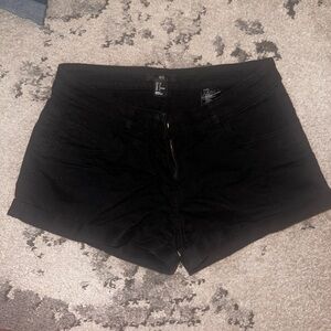 Black denim shorts